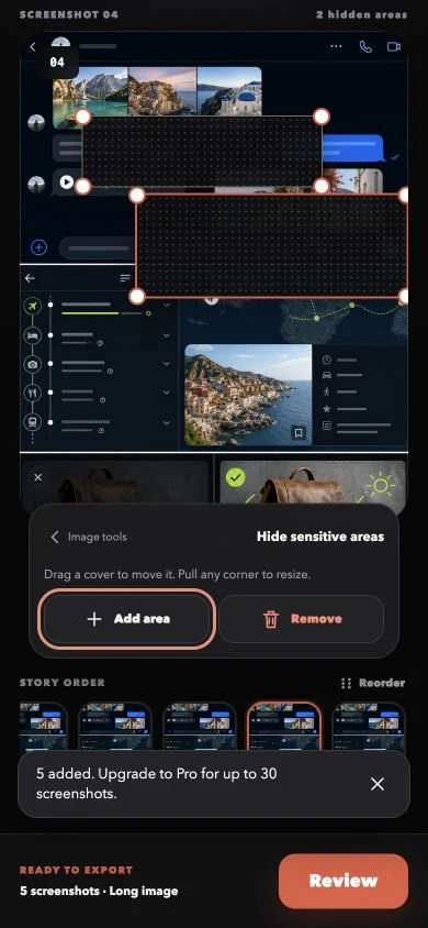 Privacy cover editor in StepStitch